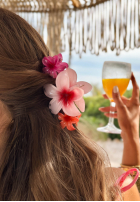 Set Sponek 3w1 kwiatowe klamry do włosów Aloha Flora różowo-oranžový