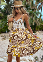 Wzorzysta Šaty na ramiączkach z ażurową górą Oahu Island čokoládová