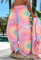 Souprava Košile i Kalhoty wide leg  tie dye Pastel Tropics różowo-fialový
