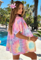 Souprava Košile i krótkie spodenki tie dye Pastel Tropics różowo-fialový