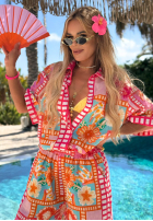 Vzorovaný Souprava Košile i Kalhoty wide leg Sweet Paradise růžový