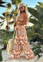 Souprava top i Kalhoty wide leg Beach Dreams biało-velbloudí