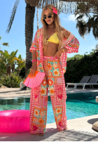 Vzorovaný Souprava Košile i Kalhoty wide leg Sweet Paradise růžový