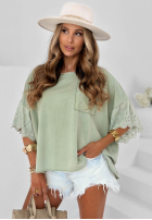 Bawełniana Halenka oversize z koronką Sun Umbrella ecru