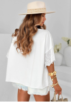 Bawełniana Halenka oversize z koronką Sun Umbrella ecru