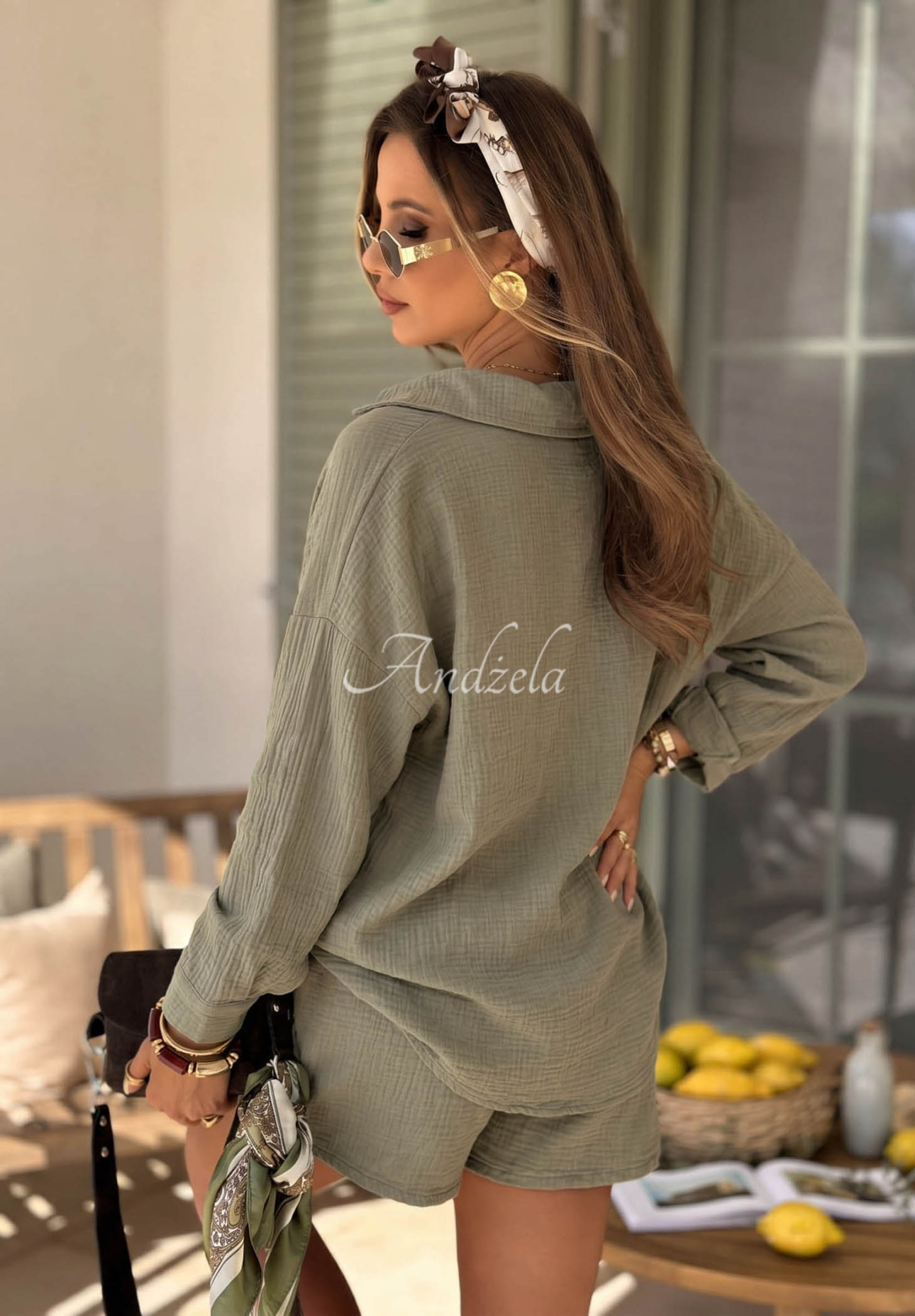 Mušelínová košile Elisabetta olivová