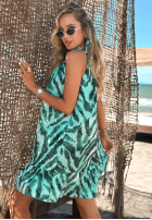 Wzorzysta Šaty mini na ramiączkach z wiskozą Aqua Wave tyrkysová