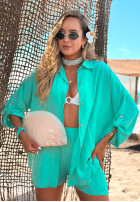 Viskózová souprava košile a krátké šortky Summer Essence tyrkysový