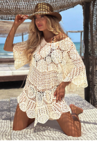 Ażurowa narzutka plażowa boho Sea Sparkle béžová