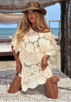 Ażurowa narzutka plażowa boho Sea Sparkle béžová