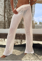 Ažurové kalhoty wide leg boho Summer Favorite světle béžové