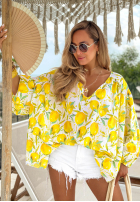 Halenka oversize w cytrynki Iced Lemonade biało-žlutá