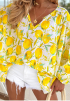 Halenka oversize w cytrynki Iced Lemonade biało-žlutá