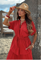 Souprava Košile ze ściągaczem i Kalhoty wide leg Elite Summer čokoládový