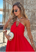 Šaty midi na ramiączkach z falbankami Summer Darling žlutá