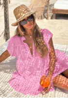 Muślinowa Šaty mini z falbankami Pretty Summer velbloudí