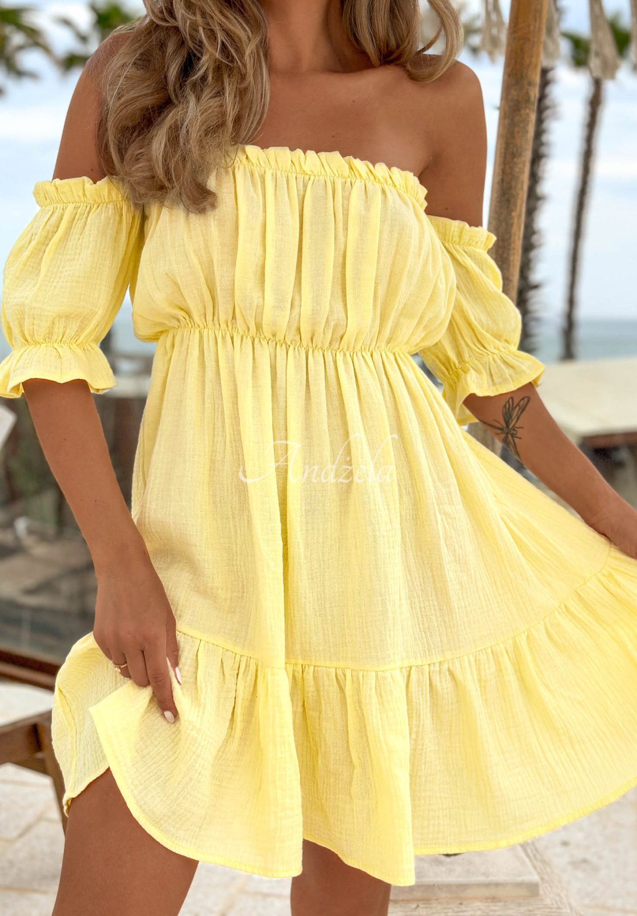 Mušelínové šaty španělka Sunset Touch žlutá