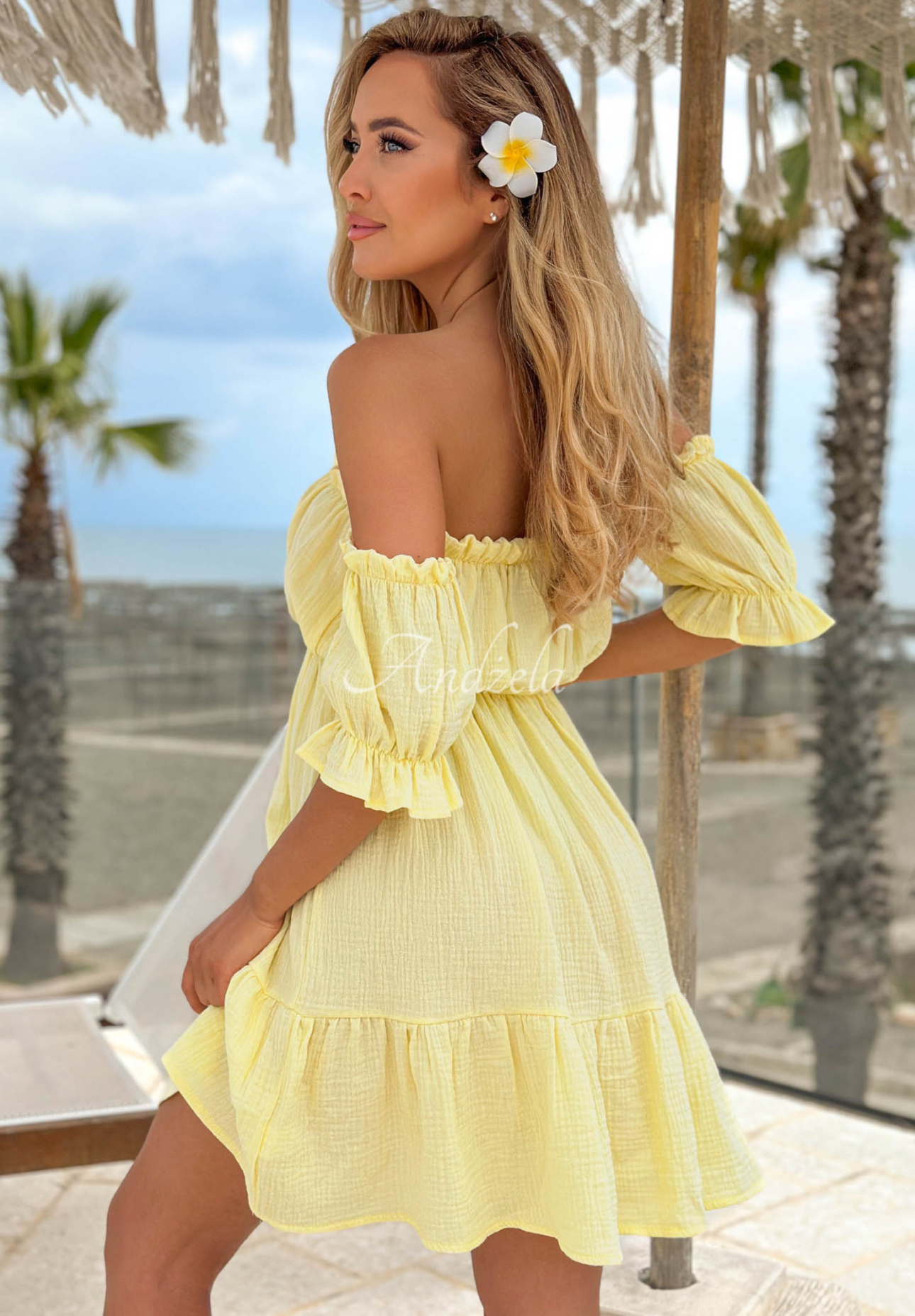 Mušelínové šaty španělka Sunset Touch žlutá