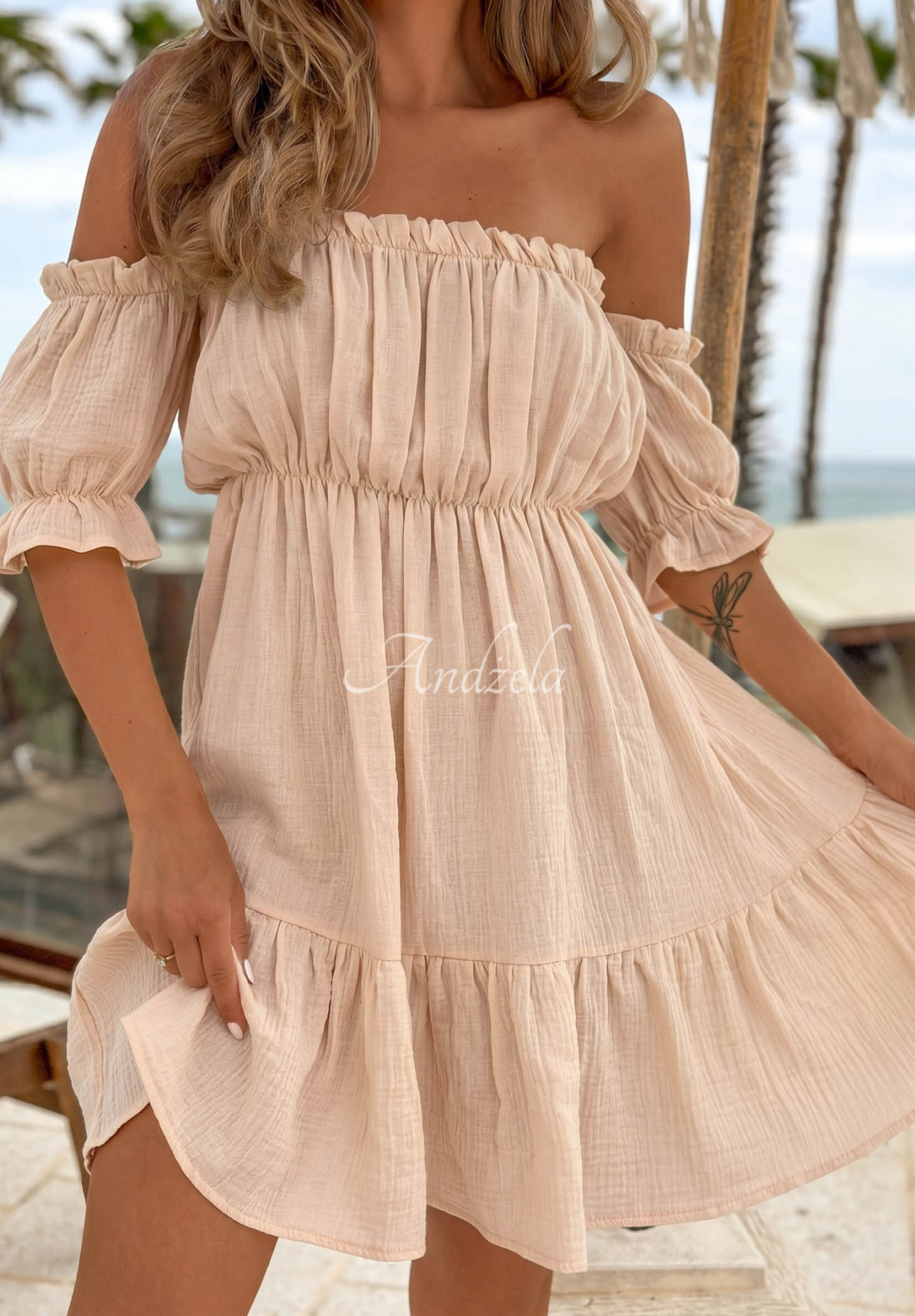 Mušelínové šaty španělka Sunset Touch béžová