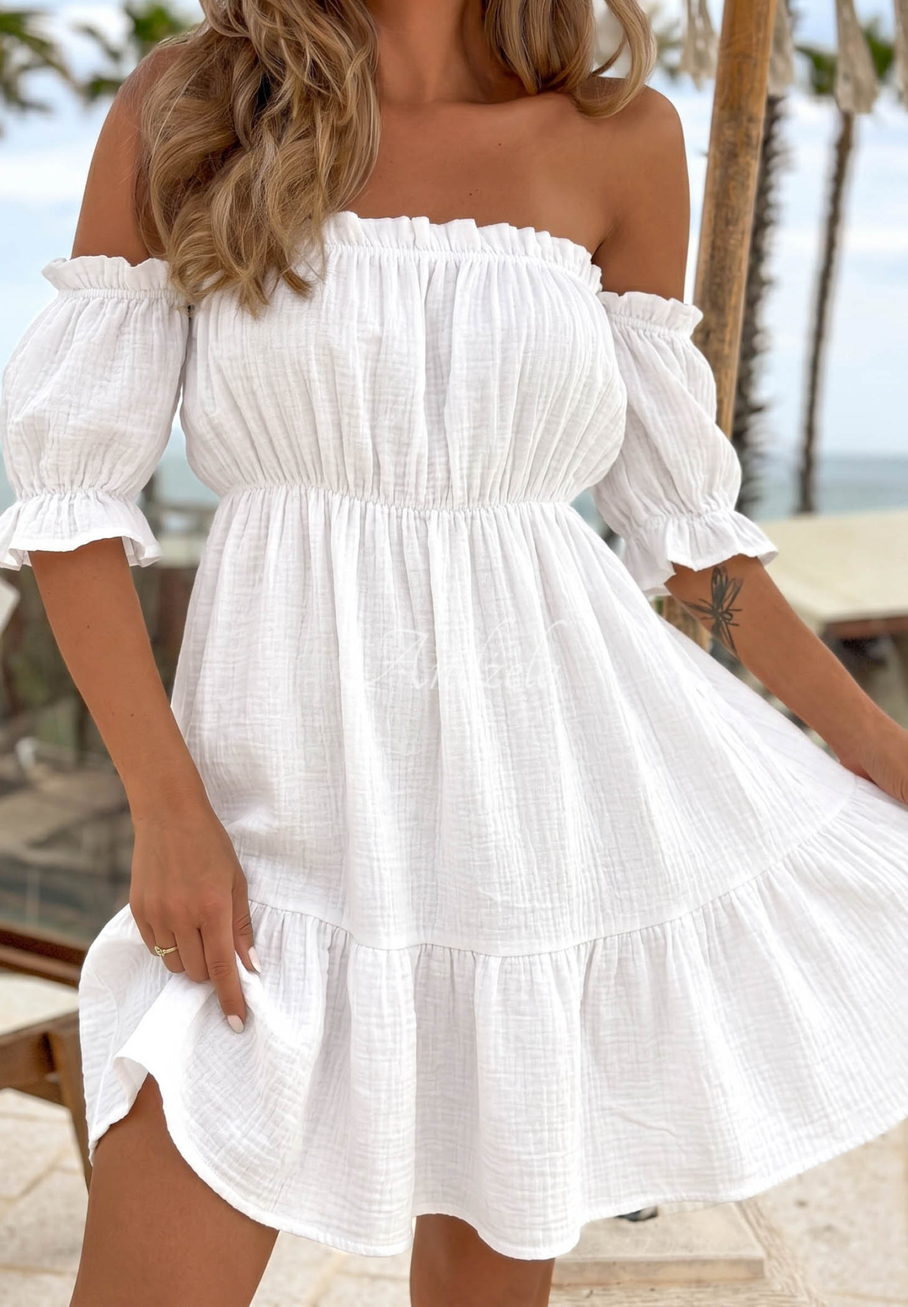 Mušelínové šaty španělka Sunset Touch Bílá