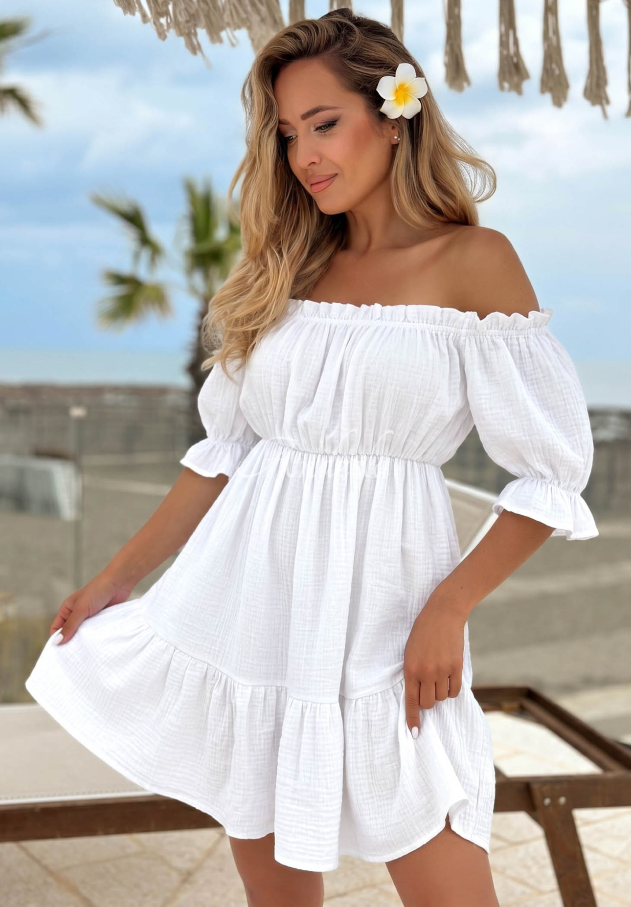 Mušelínové šaty španělka Sunset Touch Bílá