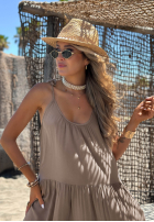 Šaty maxi na ramiączkach z falbankami Summer Club Bílá