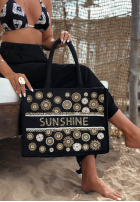 Pletená kabelka wyszywana koralikami boho Sunshine Beads béžová