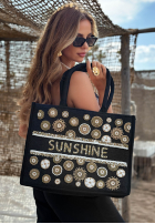 Pletená kabelka wyszywana koralikami boho Sunshine Beads béžová