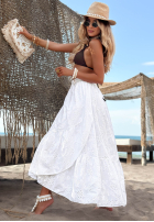 Ażurowa Sukně z falbankami boho Riviera Daydream Bílá