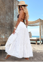 Ażurowa Sukně z falbankami boho Riviera Daydream Bílá