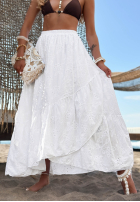 Ażurowa Sukně z falbankami boho Riviera Daydream Bílá