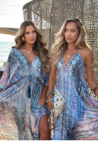 Wzorzysta Šaty maxi z szerokimi rękawami Summer Doll pistáciová