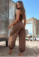 materiálové Kalhoty Summer Wind čokoládové
