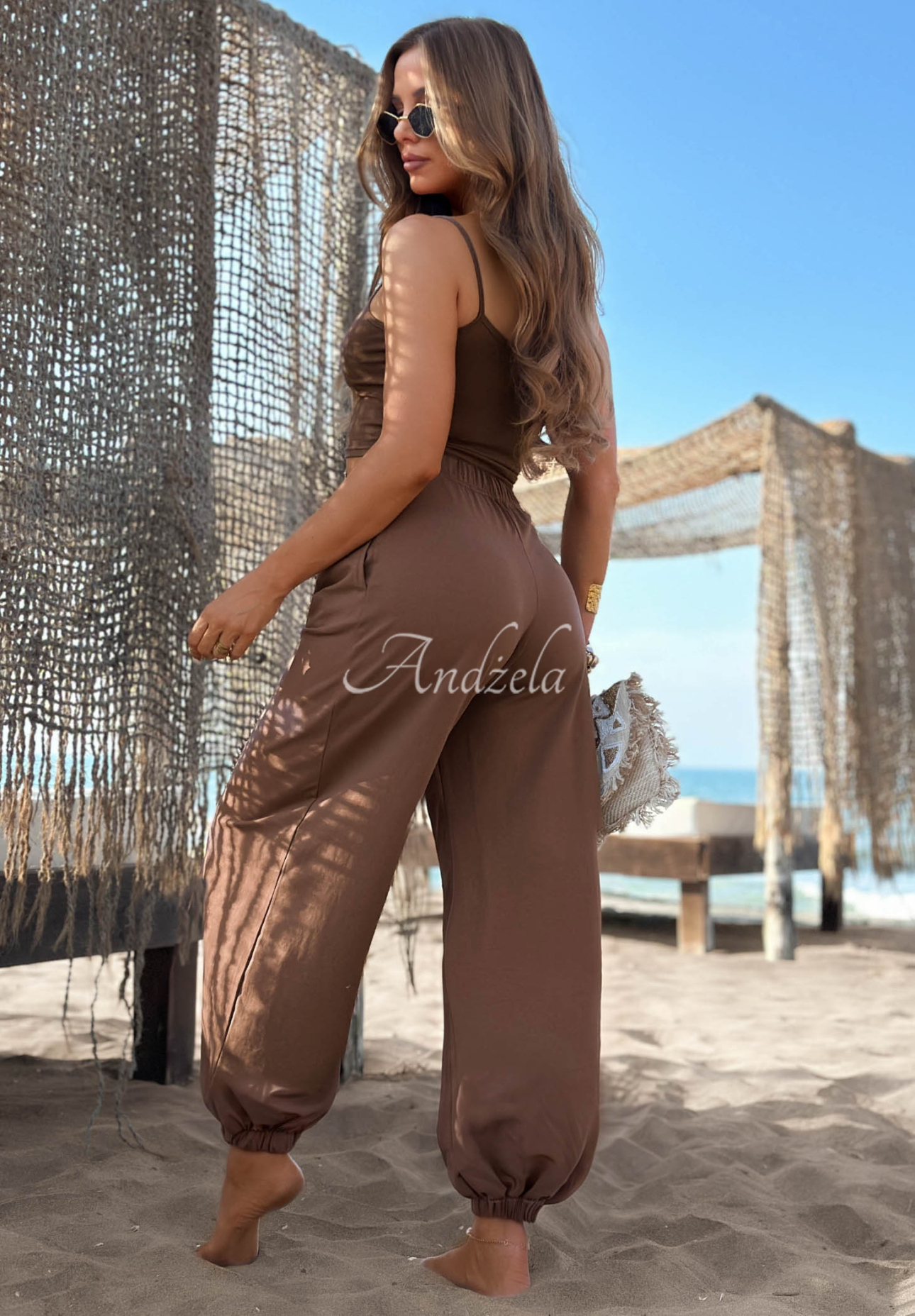 Bavlněné jogger kalhoty Summer Wind čokoládové