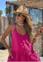 Šaty maxi na ramiączkach z falbankami Summer Club Bílá