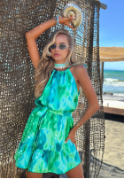 Wzorzysta Šaty mini na ramiączkach z wiskozą Lagoon Breeze zielono-modrá