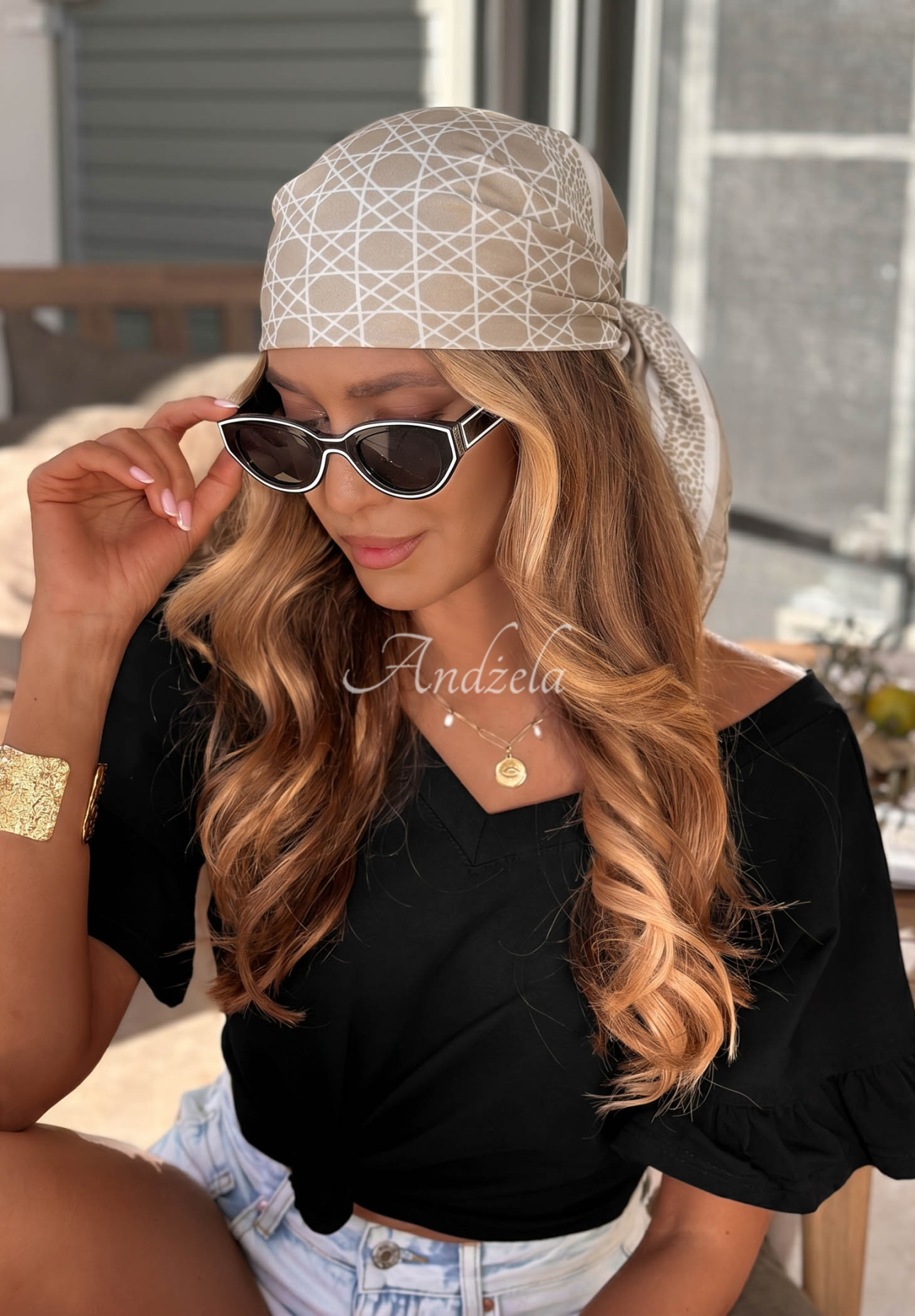 Vzorovaný šátek Sun Touch béžová
