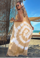 Šaty maxi na ramiączkach tie dye Deep Sea kobaltowo-Bílá