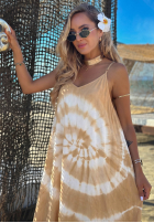 Šaty maxi na ramiączkach tie dye Deep Sea kobaltowo-Bílá