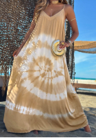 Šaty maxi na ramiączkach tie dye Deep Sea kobaltowo-Bílá
