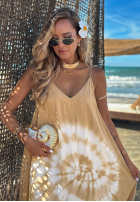 Šaty maxi na ramiączkach tie dye Deep Sea kobaltowo-Bílá
