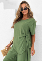 Souprava wiązana Halenka i Kalhoty wide leg Elite Holiday červený