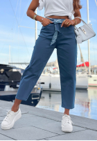 Kalhoty džínové  mom fit z paskiem Sun Fade velbloudí