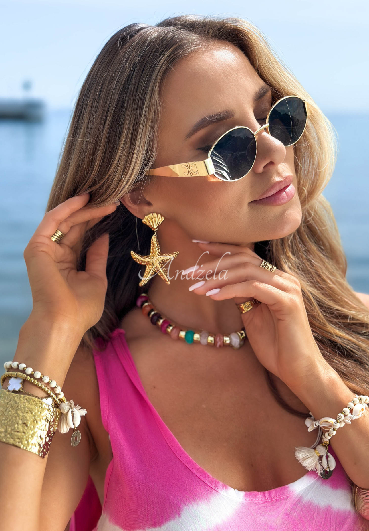 Náušnice s mořskou hvězdicí Ocean Star zlaté