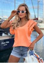Halenka z falbankowymi rękawami Go Anywhere oranžový
