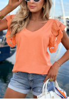 Halenka z falbankowymi rękawami Go Anywhere oranžový