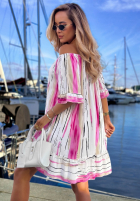 Wzorzysta Šaty španělština Sun Sail biało-granátová
