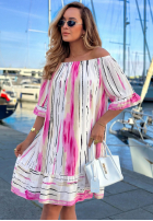 Wzorzysta Šaty španělština Sun Sail biało-granátová