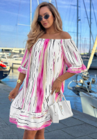 Wzorzysta Šaty španělština Sun Sail biało-granátová