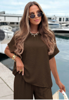 Souprava Halenka oversize i Kalhoty wide leg Amalfi Getaway béžový